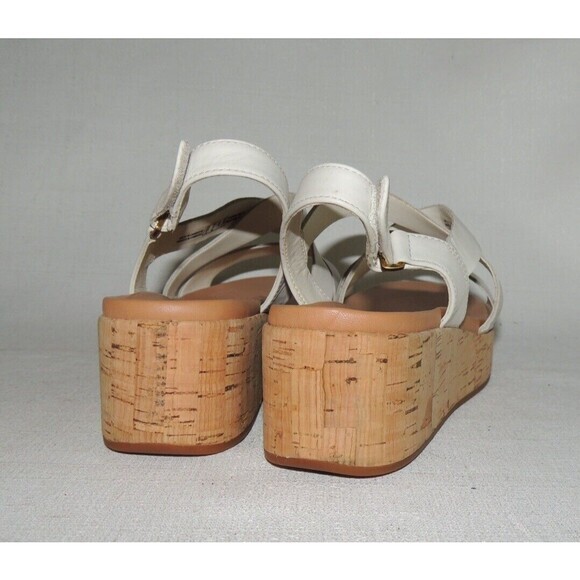 Clarks Kimmei Cork White Leather Platform Wedge Strappy‎ Sandals Sz. 9 - Picture 2 of 5